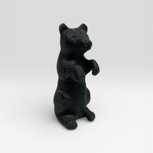 Vintage Begging Bear Coin Bank Cast Iron Black Standing
